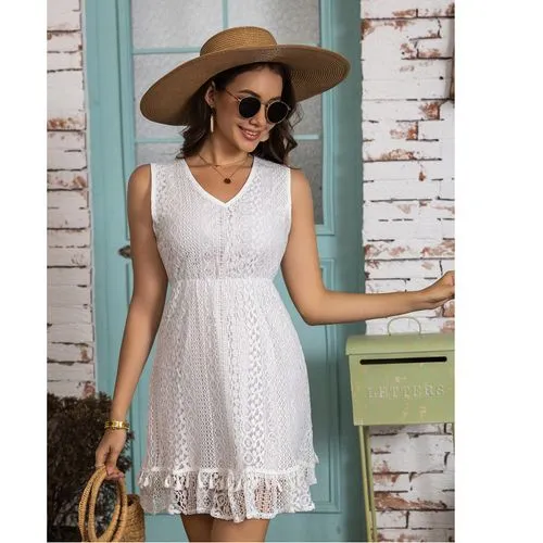 Women's Lace Dress Elegant U Neck Sleeveless Lace Above Knee Daily