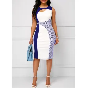 Women's Sheath Dress Elegant Round Neck Printing Sleeveless Geometric Knee-length Banquet