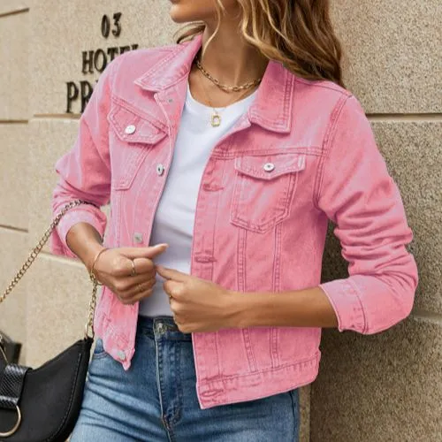 Women's Streetwear Solid Color Single Breasted Coat Denim Jacket