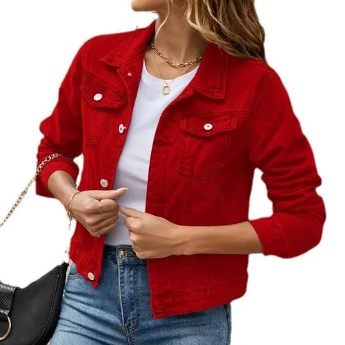 Women's Streetwear Solid Color Single Breasted Coat Denim Jacket