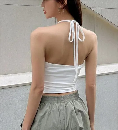 Women's Vest Tank Tops Backless Streetwear Solid Color