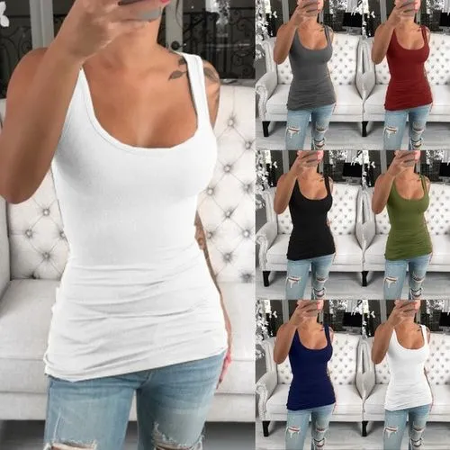 Women's Vest Tank Tops Casual Solid Color