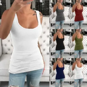 Women's Vest Tank Tops Casual Solid Color