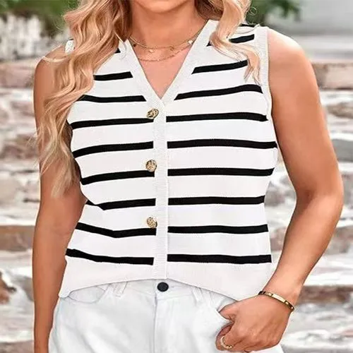 Women's Vest Tank Tops Contrast Binding Streetwear Stripe