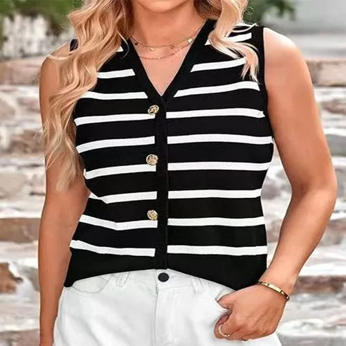 Women's Vest Tank Tops Contrast Binding Streetwear Stripe