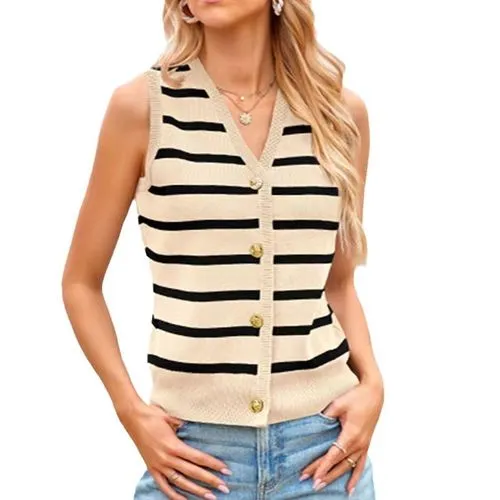 Women's Vest Tank Tops Contrast Binding Streetwear Stripe