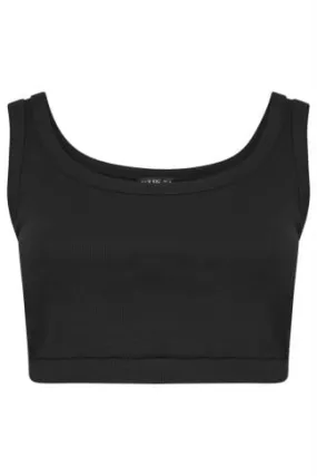 YOURS Curve 2 PACK Black Ribbed Crop Tops