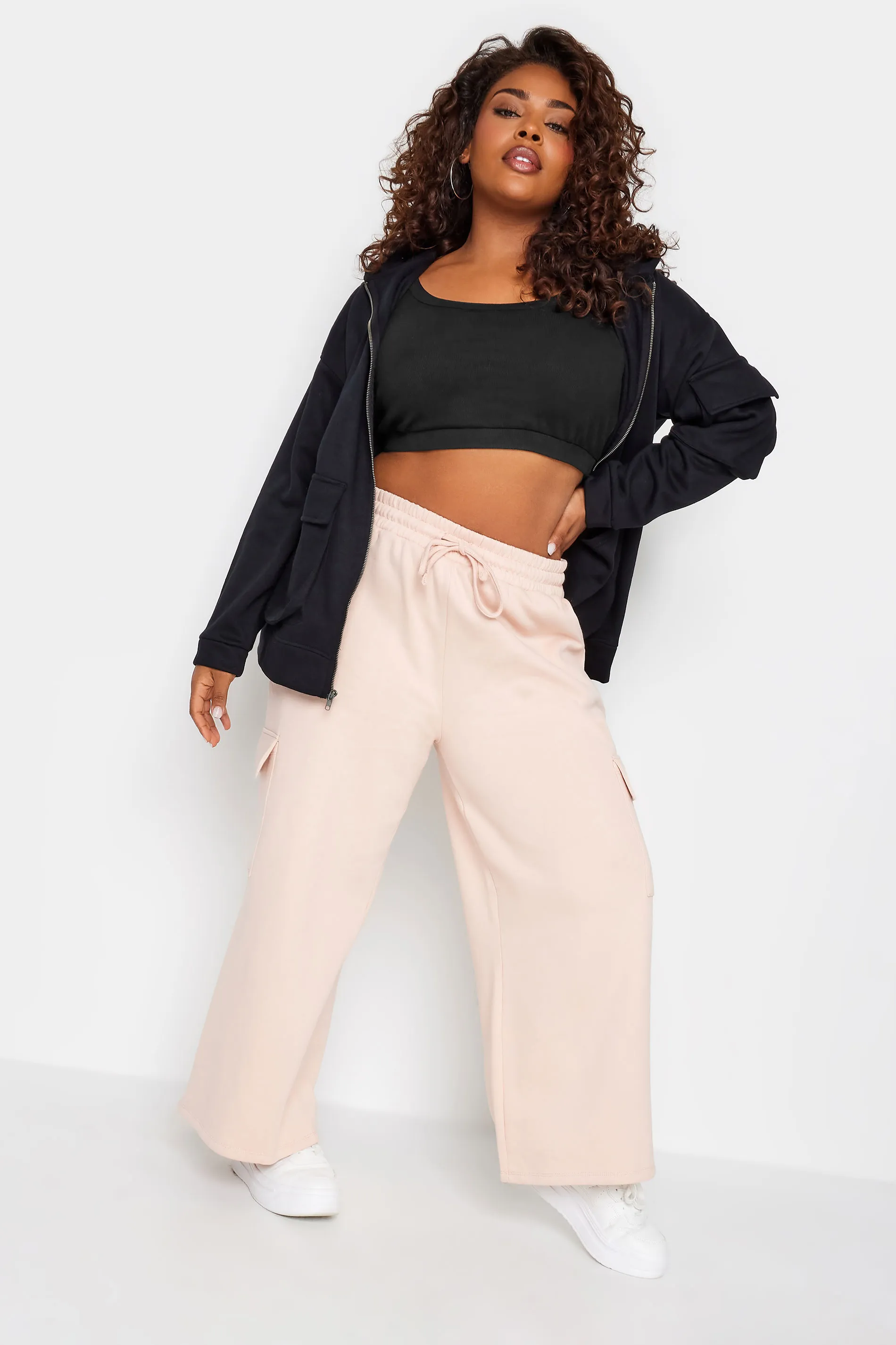 YOURS Curve 2 PACK Black Ribbed Crop Tops