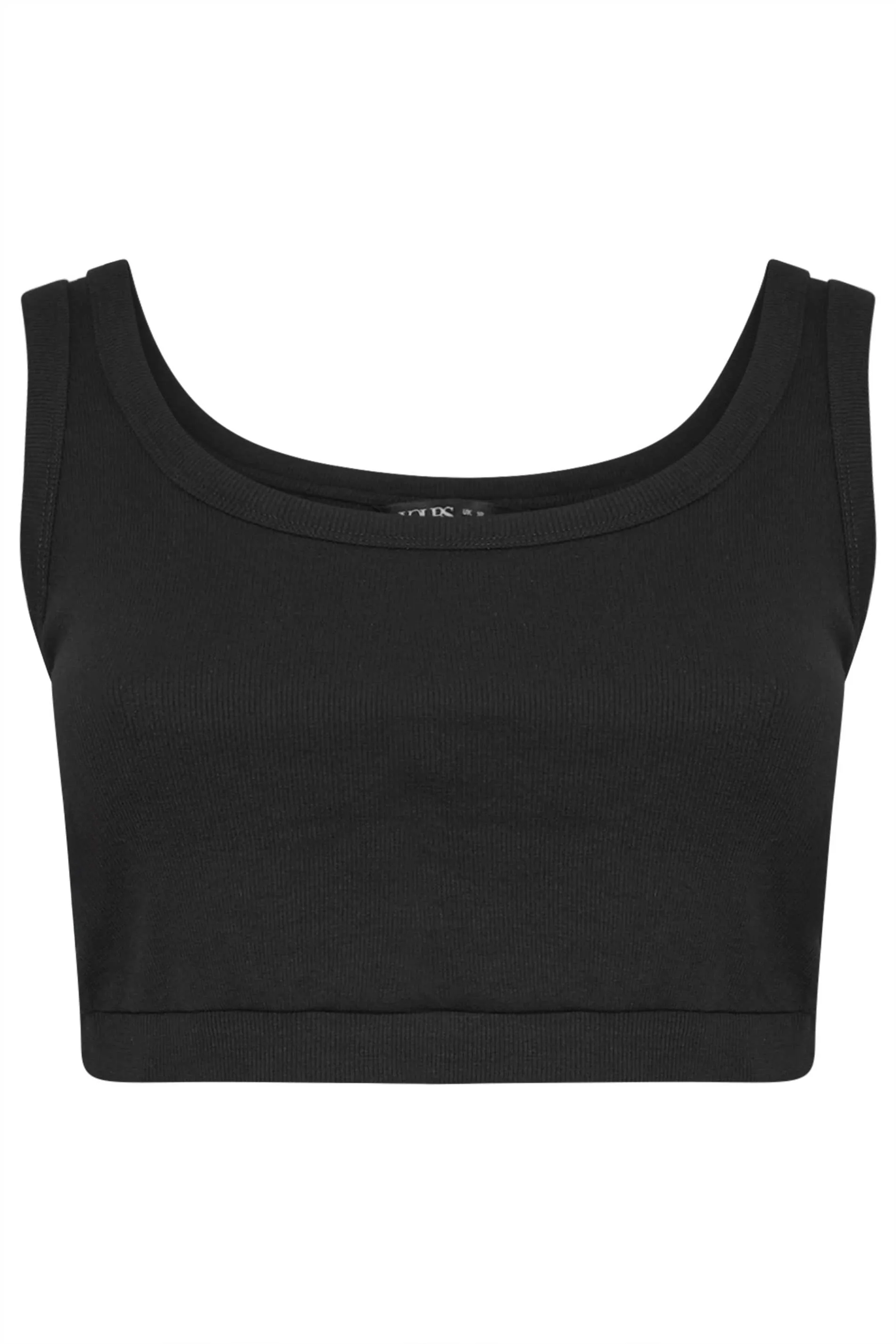 YOURS Curve 2 PACK Black Ribbed Crop Tops