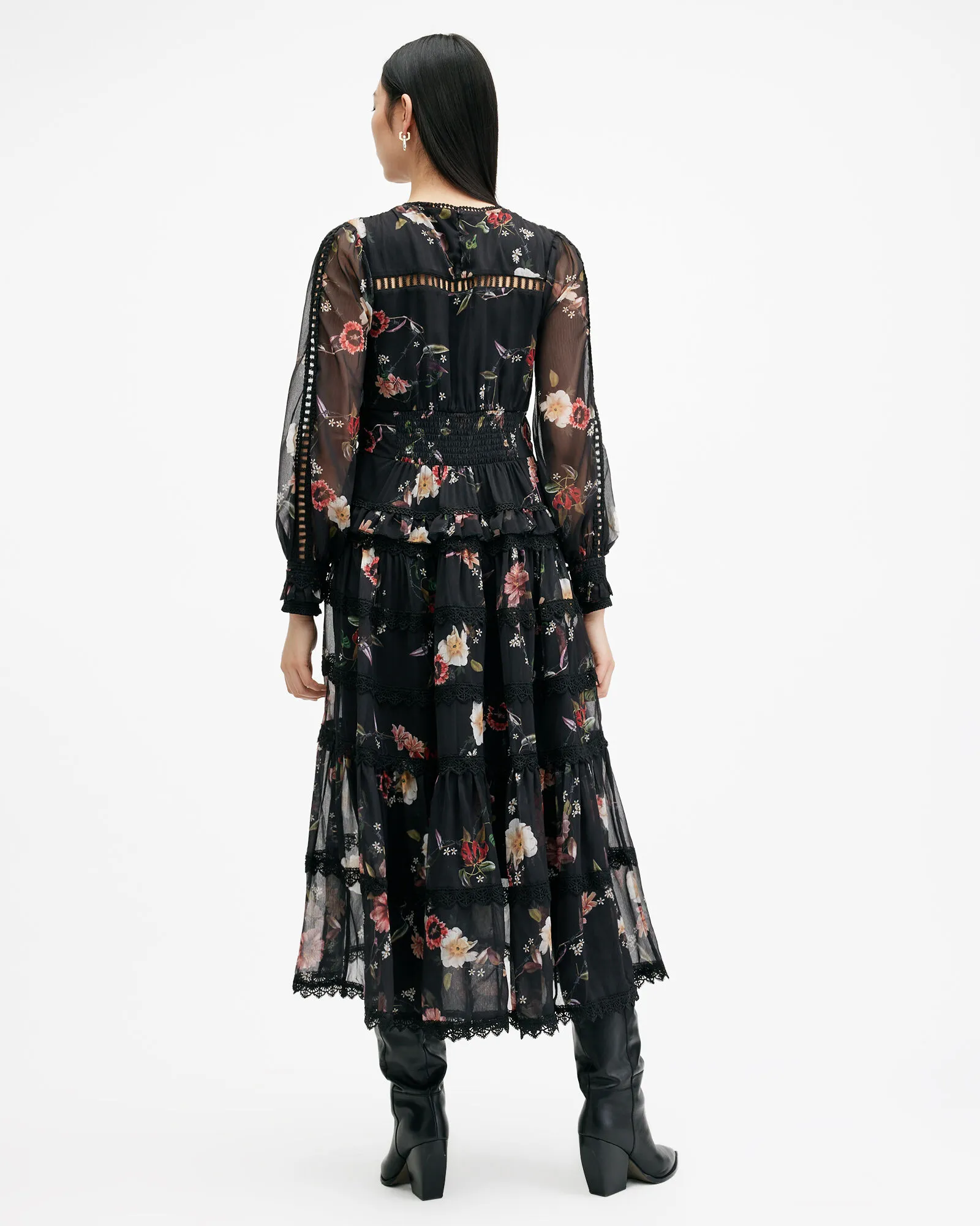 Zora Floral Ruffle Midi Dress